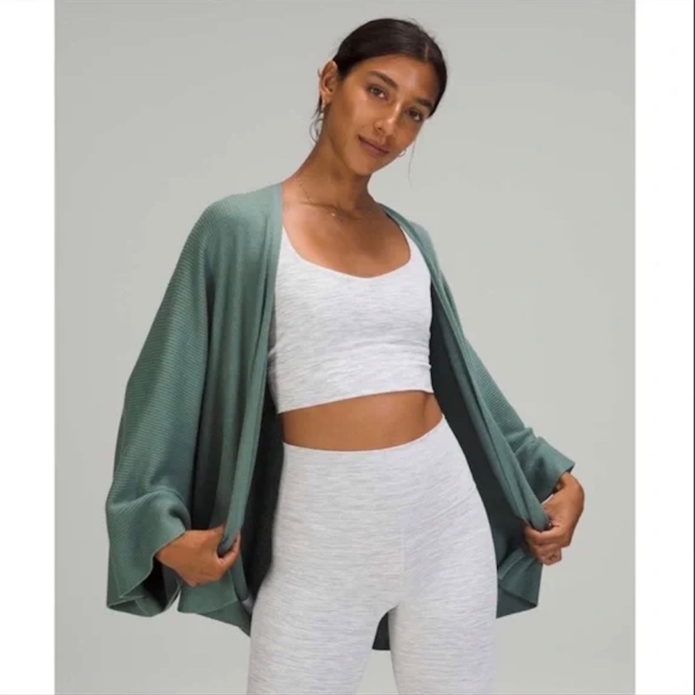 Cashlu Knit Textured Wrap Tidewater Teal Size XS/S